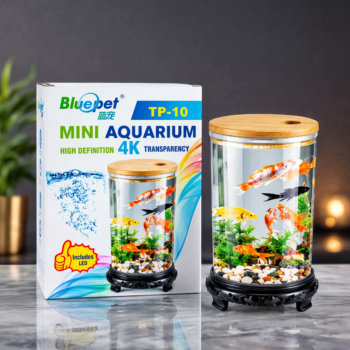 Bluepet TP-10 Mini Aquarium 4K Transparency Cylindrical Fish-Tank with LED Light
